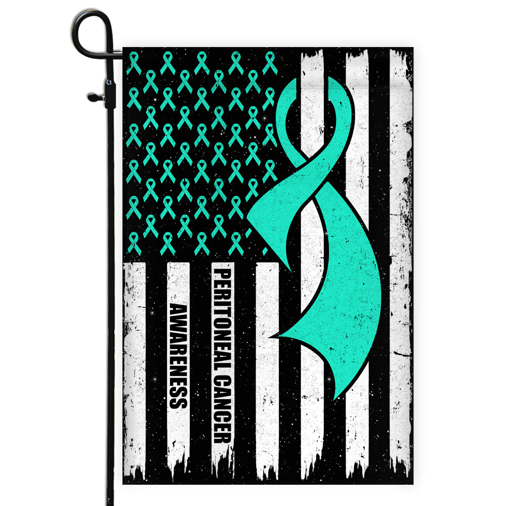 Peritoneal Cancer Awareness America Flag Teal Ribbon | siriusteestore