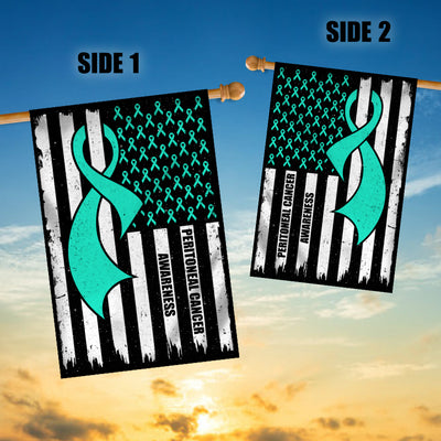 Peritoneal Cancer Awareness America Flag Teal Ribbon | siriusteestore