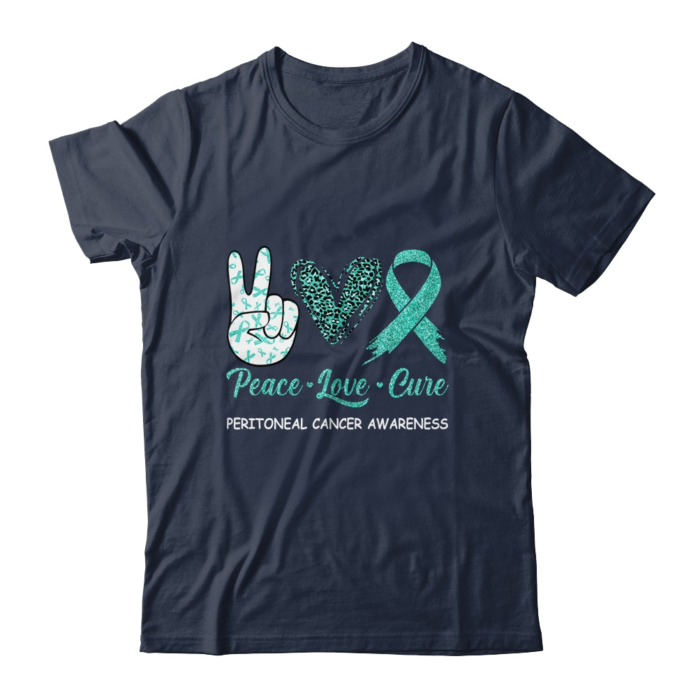 Peritoneal Cancer Awareness Peace Love Cure Leopard Shirt & Hoodie | siriusteestore