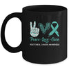 Peritoneal Cancer Awareness Peace Love Cure Leopard Mug | siriusteestore