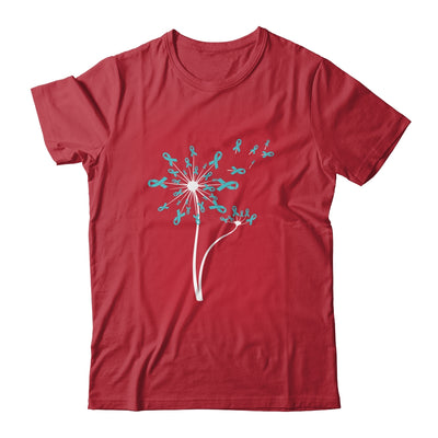 Peritoneal Ovarian Cancer Awareness Dandelion Teal Ribbon Shirt & Tank Top | siriusteestore