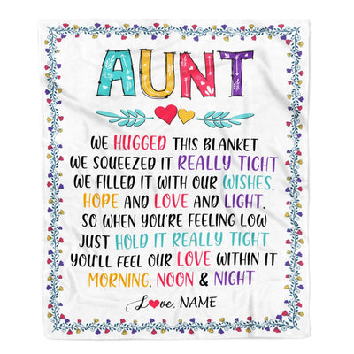 Personalized Aunt Blanket From Nephew Niece We Hugged This Blanket Aunt Birthday Mothers Day Christmas Customized Fleece Blanket | siriusteestore