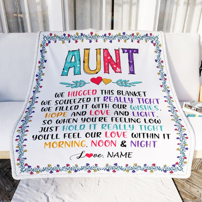 Personalized Aunt Blanket From Nephew Niece We Hugged This Blanket Aunt Birthday Mothers Day Christmas Customized Fleece Blanket | siriusteestore