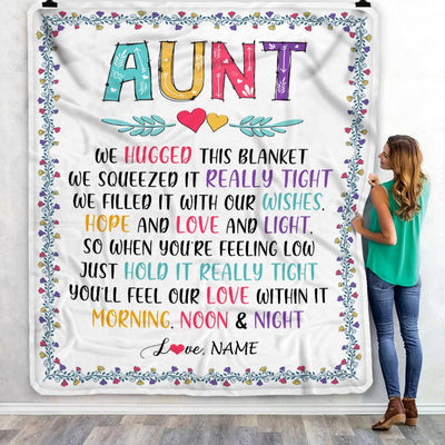 Personalized Aunt Blanket From Nephew Niece We Hugged This Blanket Aunt Birthday Mothers Day Christmas Customized Fleece Blanket | siriusteestore