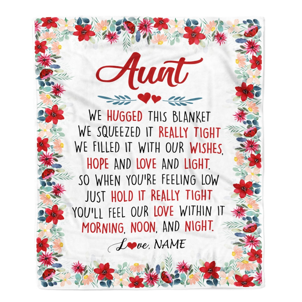 Personalized Aunt Blanket From Niece Nephew We Hugged This Blanket Aunt Birthday Mothers Day Christmas Customized Fleece Throw Blanket | siriusteestore