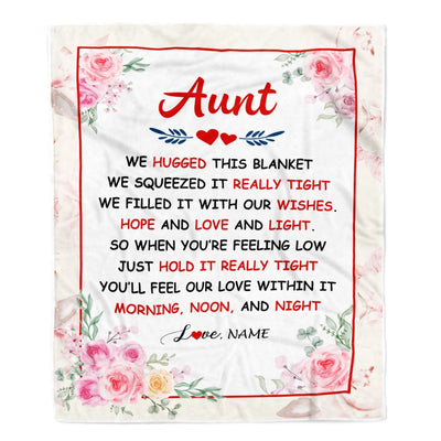 Personalized Aunt Blanket From Niece Nephew We Hugged This Blanket Floral Aunt Birthday Mothers Day Christmas Customized Fleece Throw Blanket | siriusteestore