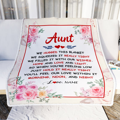 Personalized Aunt Blanket From Niece Nephew We Hugged This Blanket Floral Aunt Birthday Mothers Day Christmas Customized Fleece Throw Blanket | siriusteestore