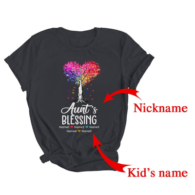 Personalized Aunt Is Blessed With Kids Name Colortree Custom Aunt For Women Mothers Day Birthday Christmas Shirt & Tank Top | Custom | siriusteestore