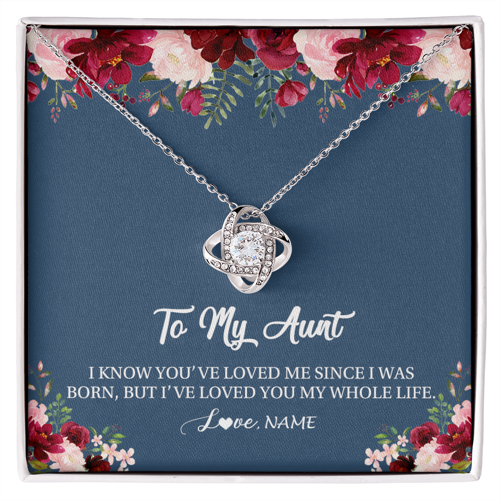 Love Knot Necklace | Personalized Aunt Necklace From Niece Nephew I've Loved You My Whole Life Floral Aunt Birthday Mothers Day Christmas Customized Message Card | siriusteestore
