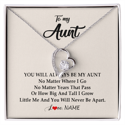 Forever Love Necklace | Personalized Aunt Necklace From Niece Nephew You Will Always Be My Aunt Birthday Mothers Day Christmas Customized Gift Box Message Card | siriusteestore