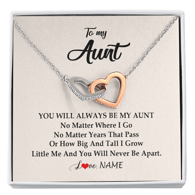 Interlocking Hearts Necklace | Personalized Aunt Necklace From Niece Nephew You Will Always Be My Aunt Birthday Mothers Day Christmas Customized Gift Box Message Card | siriusteestore