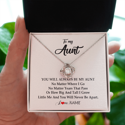Love Knot Necklace | Personalized Aunt Necklace From Niece Nephew You Will Always Be My Aunt Birthday Mothers Day Christmas Customized Gift Box Message Card | siriusteestore