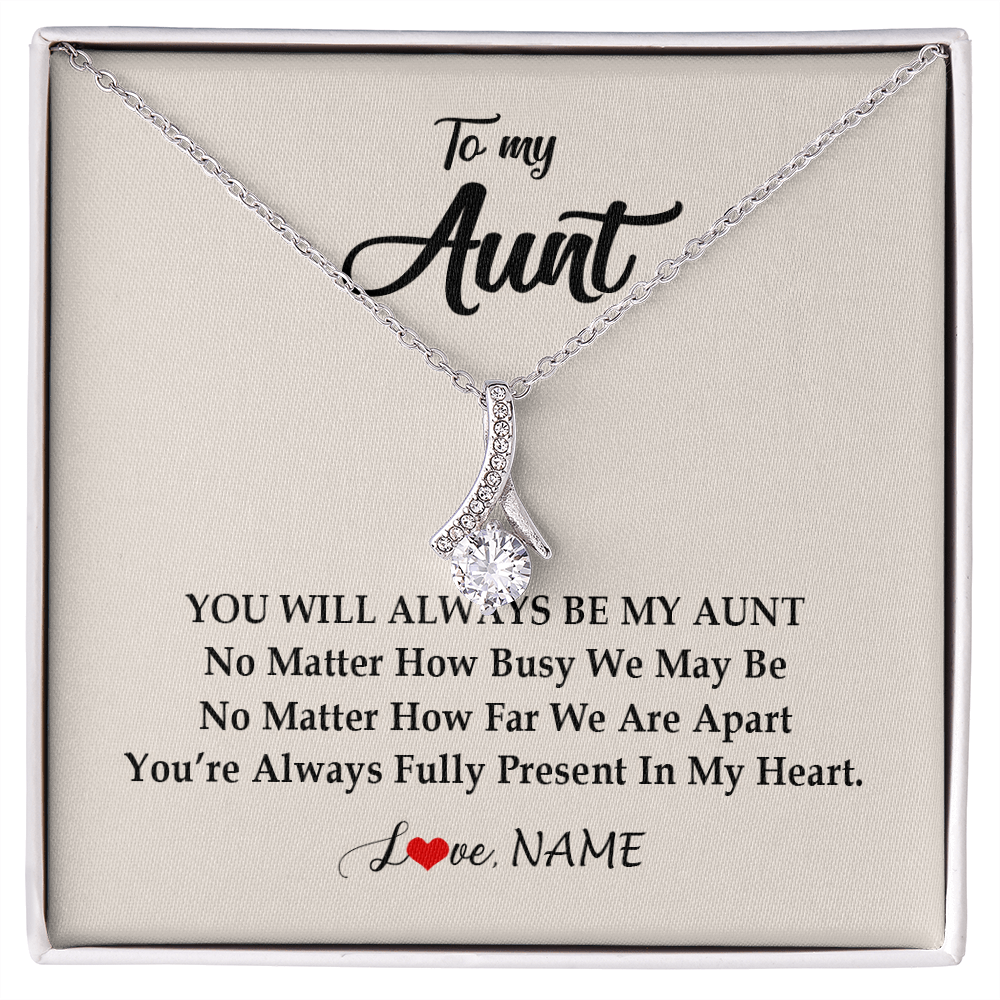 Alluring Beauty Necklace | Personalized Aunt Necklace From Niece Nephew You're Always In My Heart Aunt Birthday Mothers Day Christmas Jewelry Pendant Customized Gift Box Message Card | siriusteestore