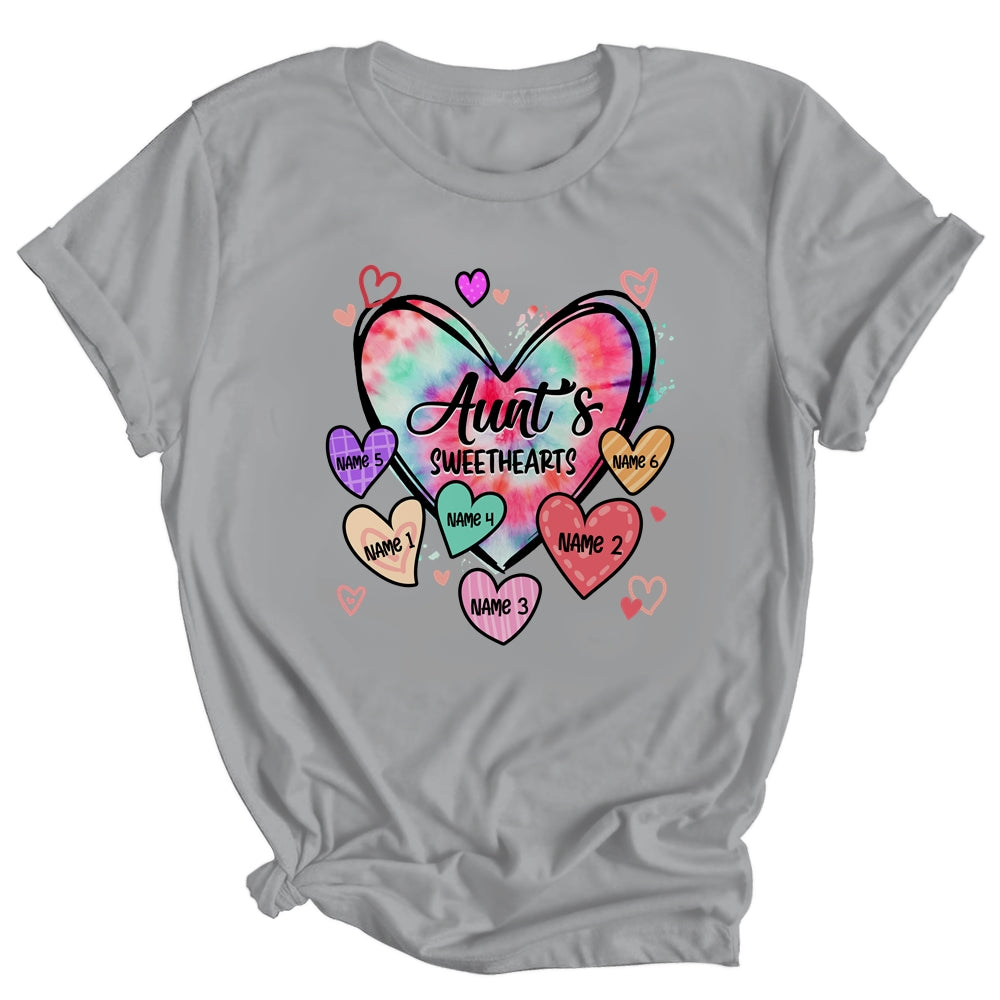 Personalized Aunt Sweethearts Custom With Kids Name Valentines Day Mothers Day Birthday Christmas Shirt & Tank Top | siriusteestore