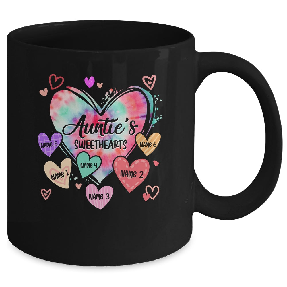 Personalized Auntie Sweethearts Custom With Kids Name Valentines Day Mothers Day Birthday Christmas Mug | siriusteestore