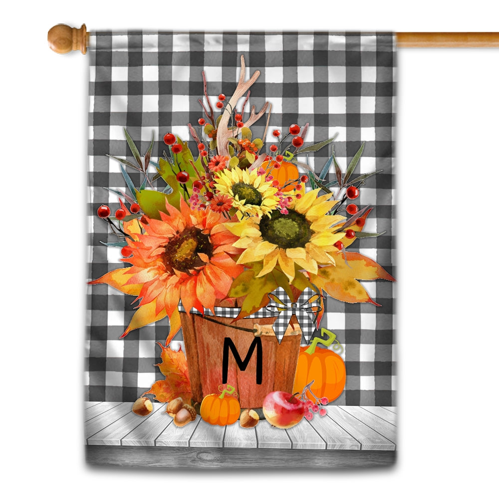 Personalized Autumn Arrangement Initial Letter Embroidered Monogram | siriusteestore