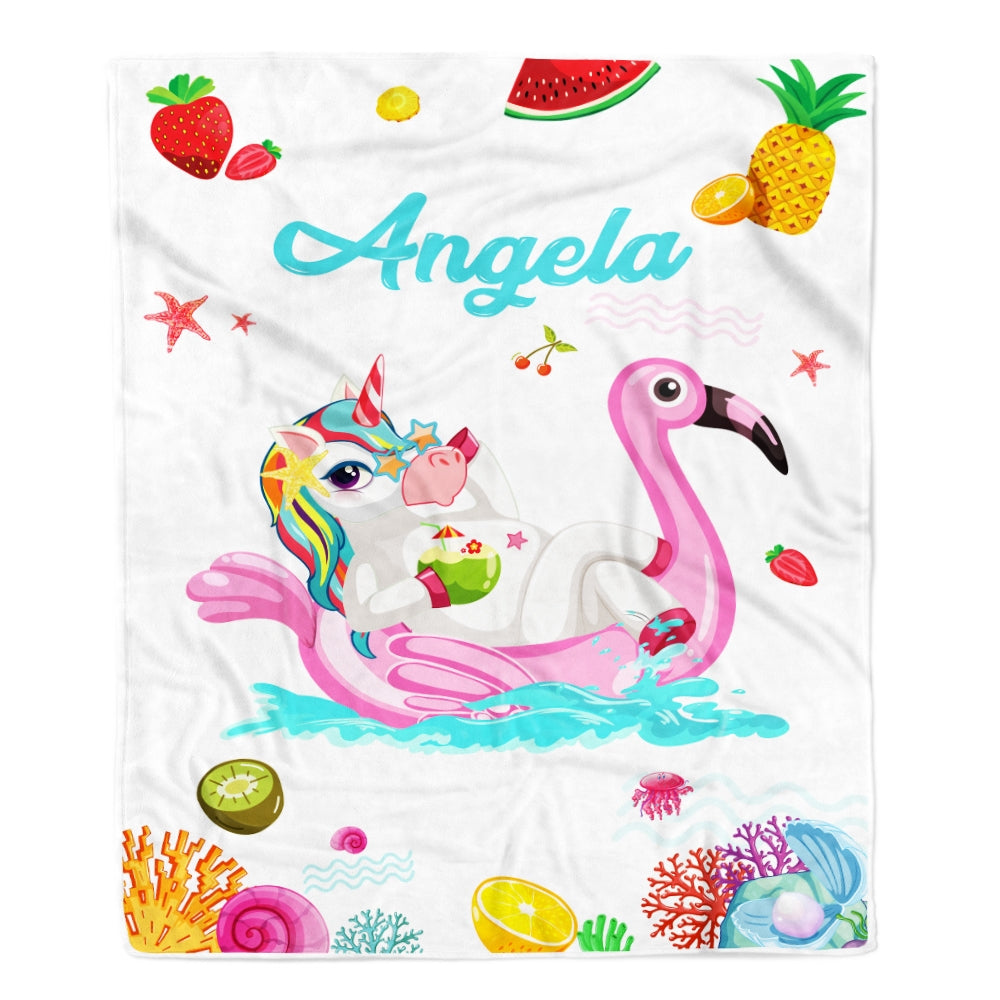 Personalized Baby Blanket Girl Unicorn Custom with Name Blanket Kid Daughter Granddaughter Niece Birthday Customized Christmas Fleece Blanket | siriusteestore