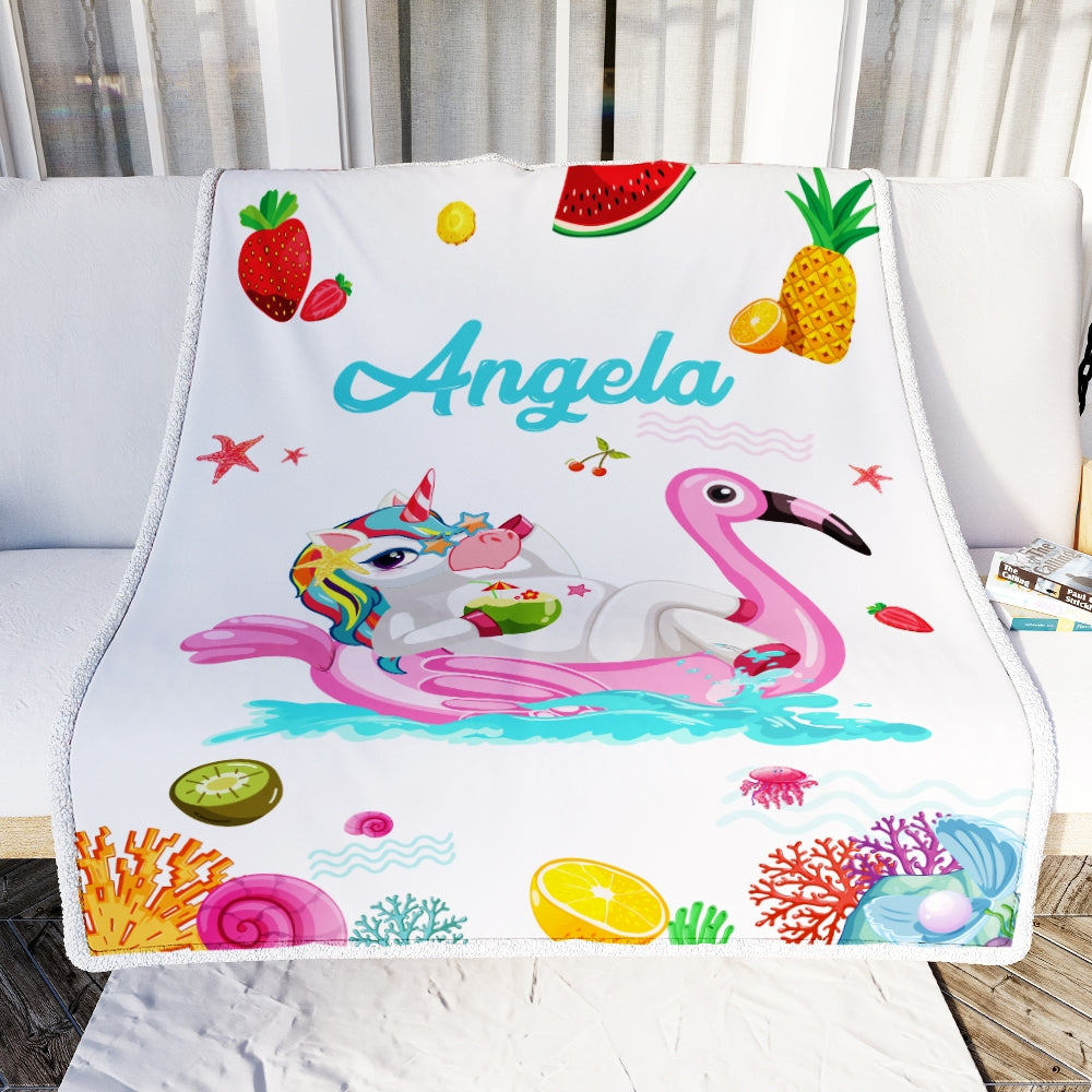 Personalized Baby Blanket Girl Unicorn Custom with Name Blanket Kid Daughter Granddaughter Niece Birthday Customized Christmas Fleece Blanket | siriusteestore