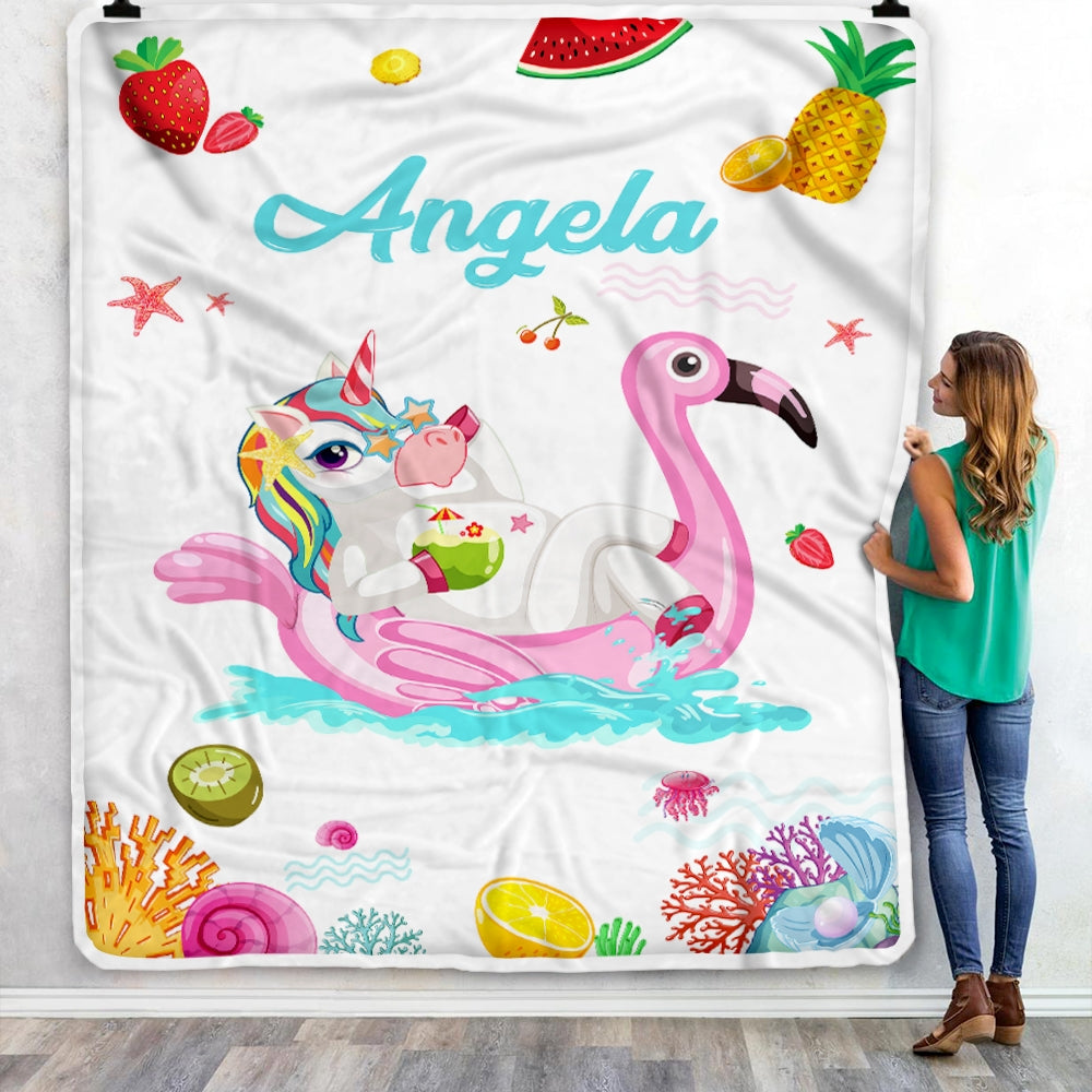 Personalized Baby Blanket Girl Unicorn Custom with Name Blanket Kid Daughter Granddaughter Niece Birthday Customized Christmas Fleece Blanket | siriusteestore