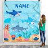 Personalized Baby Blanket With Custom Name Ocean Cute Shark for Baby Girls Boys Kids Newborn Daughter Granddaughter Niece Birthday Bed Fleece Throw Blanket | siriusteestore
