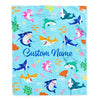 Personalized Baby Blanket for Baby Boys Girls With Custom Name Cute Lovely Shark Kids Newborn Daughter Granddaughter Niece Birthday Bed Fleece Throw Blanket | siriusteestore