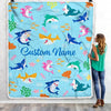 Personalized Baby Blanket for Baby Boys Girls With Custom Name Cute Lovely Shark Kids Newborn Daughter Granddaughter Niece Birthday Bed Fleece Throw Blanket | siriusteestore