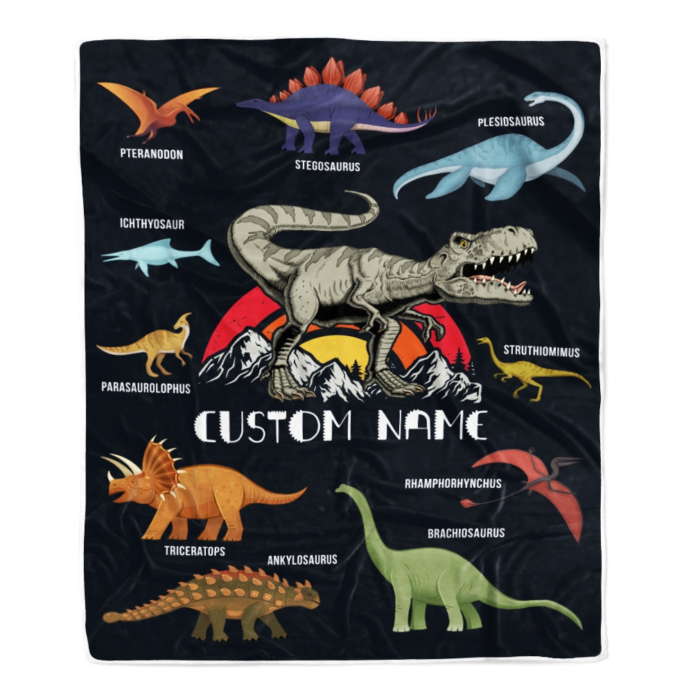 Personalized Baby Girl Blanket Cute Dinosaur Design for Kids Newborn Daughter Granddaughter Niece From Mom Aunt Birthday Christmas Customized Fleece Blanket | siriusteestore