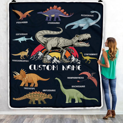 Personalized Baby Girl Blanket Cute Dinosaur Design for Kids Newborn Daughter Granddaughter Niece From Mom Aunt Birthday Christmas Customized Fleece Blanket | siriusteestore