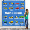 Personalized Baby Name Blanket Dump Truck Bulldozer Construction Tractor Firetruck Boy Kids Son Grandson Nephew Birthday Christmas Customized Fleece Blanket | siriusteestore