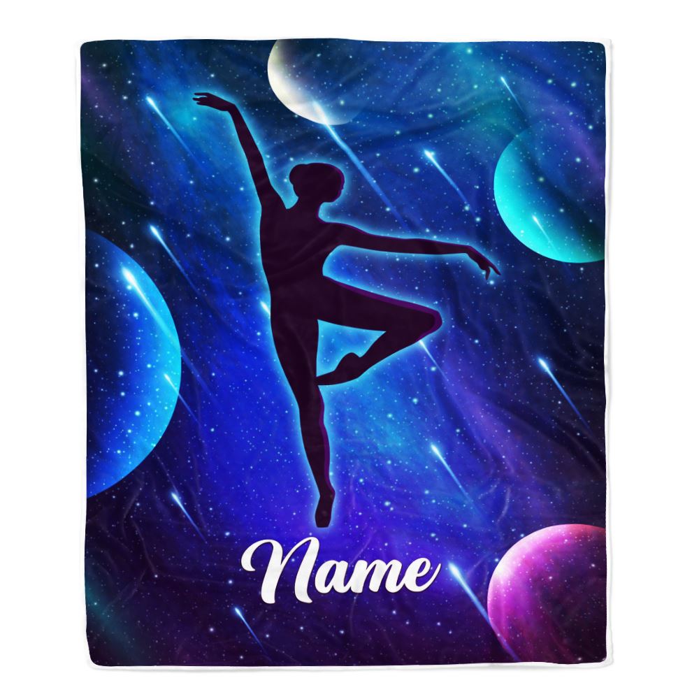 Personalized Ballet Dance Yoga Blanket Galaxy Custom With Name For Daughter Niece Granddaughter Birthday Graduation Christmas Customized Bed Fleece Blanket | siriusteestore