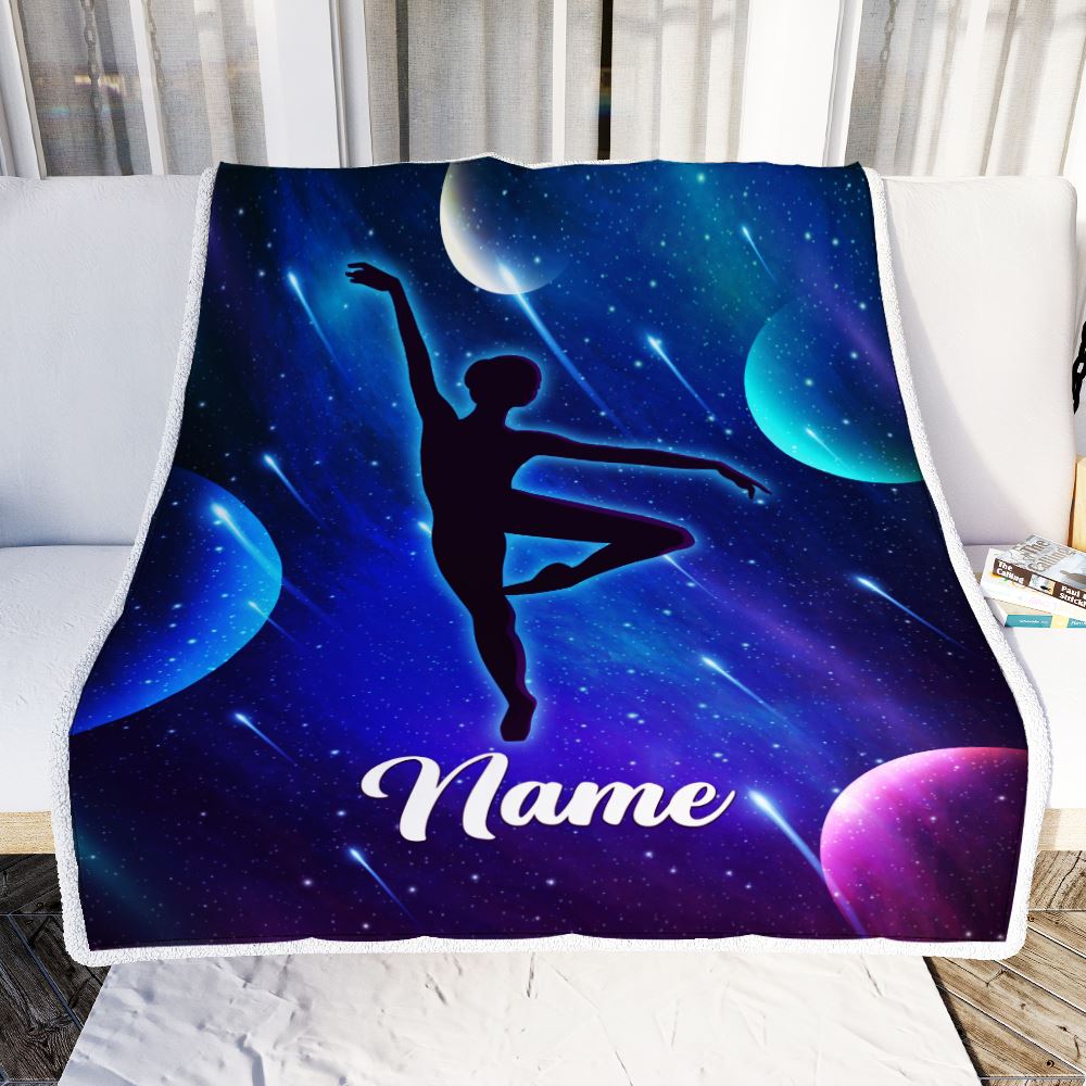 Personalized Ballet Dance Yoga Blanket Galaxy Custom With Name For Daughter Niece Granddaughter Birthday Graduation Christmas Customized Bed Fleece Blanket | siriusteestore