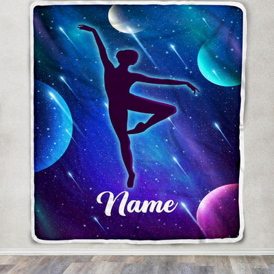 Personalized Ballet Dance Yoga Blanket Galaxy Custom With Name For Daughter Niece Granddaughter Birthday Graduation Christmas Customized Bed Fleece Blanket | siriusteestore