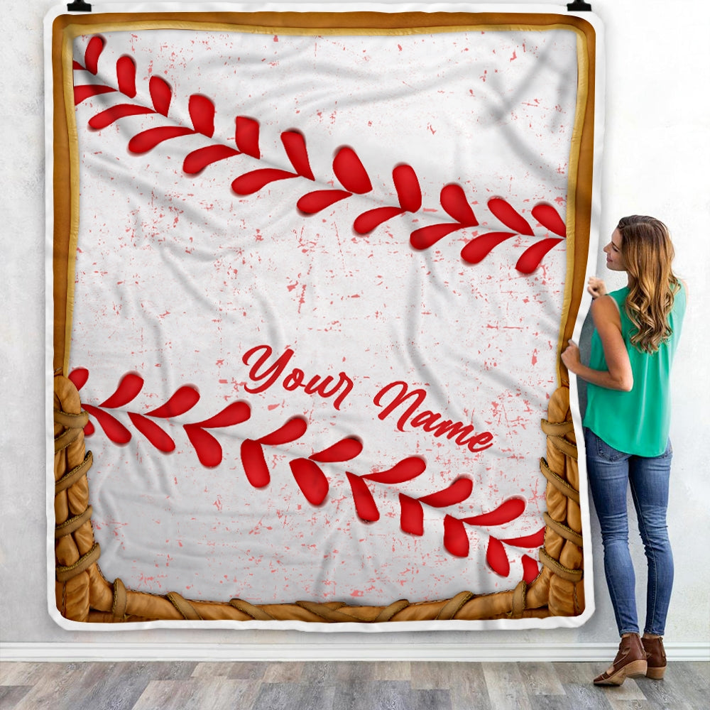 Personalized Baseball Blanket Printed 3D Sport Lover Son Kids Men Women Birthday Customized Fleece Blanket | siriusteestore