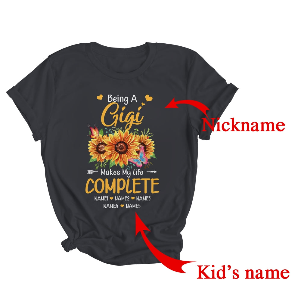 Personalized Being A Gigi Makes My Life Complete Custom Grandkids Name Mothers Day Birthday Christmas Shirt & Tank Top | Custom | siriusteestore