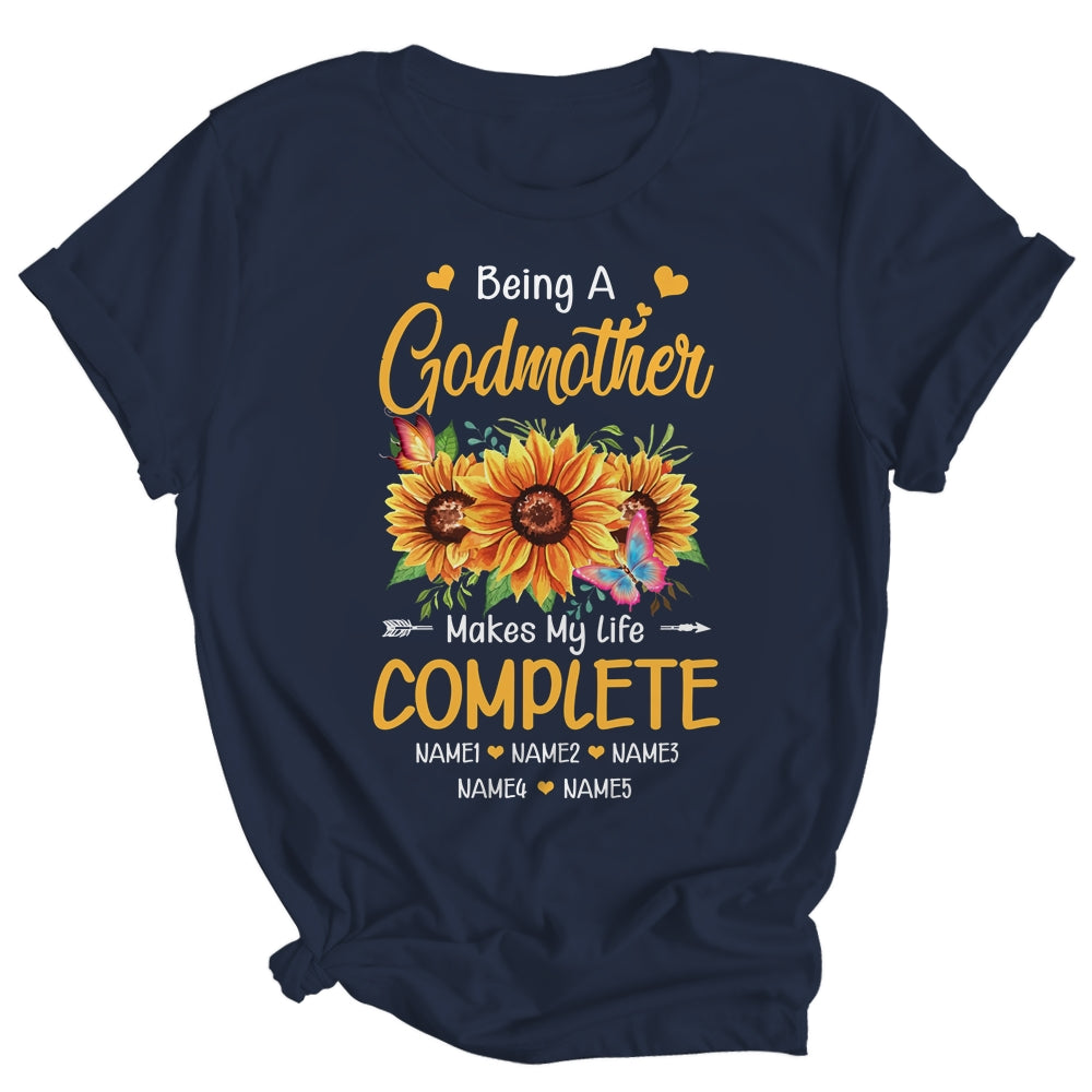 Personalized Being A Godmother Makes My Life Complete Custom With Grandkids Name Mothers Day Birthday Christmas Shirt & Tank Top | siriusteestore