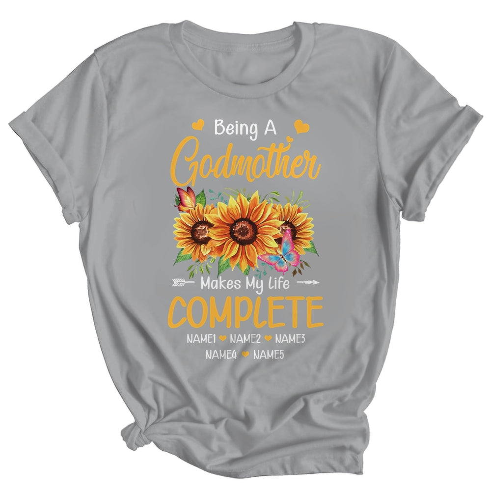 Personalized Being A Godmother Makes My Life Complete Custom With Grandkids Name Mothers Day Birthday Christmas Shirt & Tank Top | siriusteestore