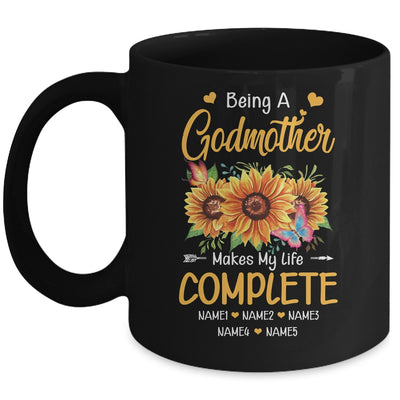 Personalized Being A Godmother Makes My Life Complete Custom With Grandkids Name Mothers Day Birthday Christmas Mug | siriusteestore