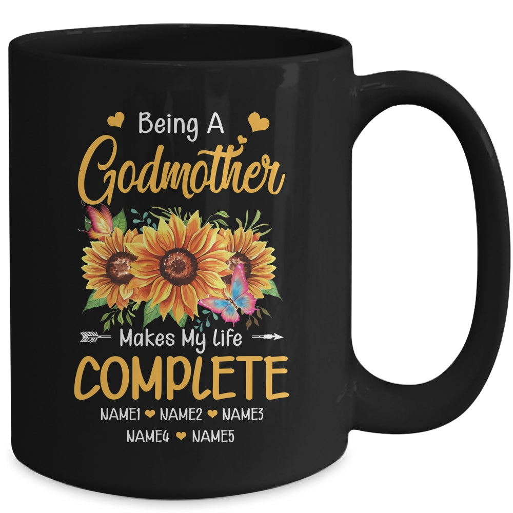 Personalized Being A Godmother Makes My Life Complete Custom With Grandkids Name Mothers Day Birthday Christmas Mug | siriusteestore