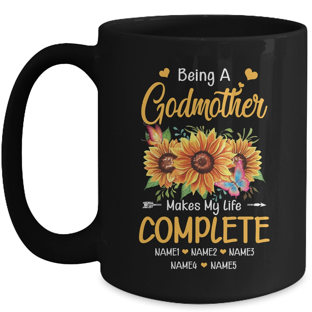 Personalized Being A Godmother Makes My Life Complete Custom With Grandkids Name Mothers Day Birthday Christmas Mug | siriusteestore