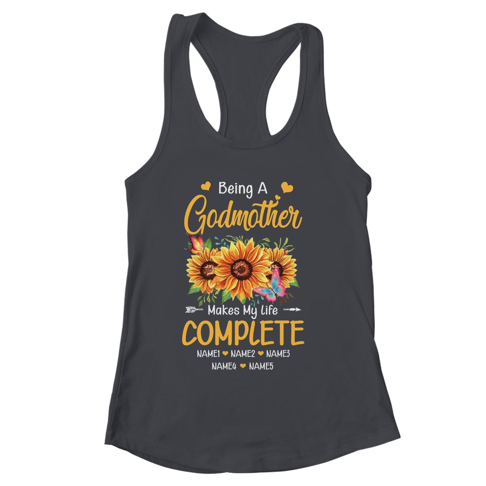 Personalized Being A Godmother Makes My Life Complete Custom With Grandkids Name Mothers Day Birthday Christmas Shirt & Tank Top | siriusteestore