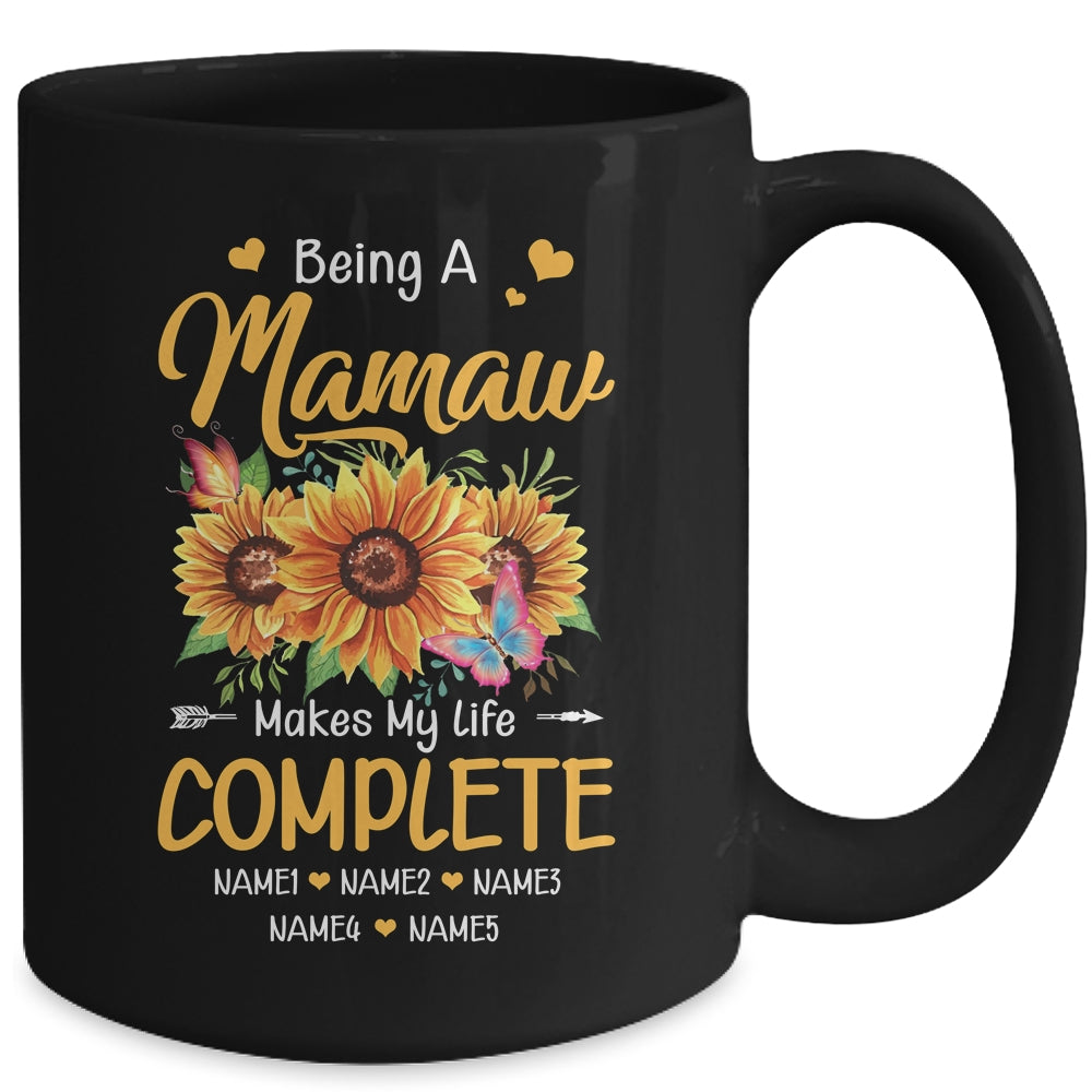 Personalized Being A Mamaw Makes My Life Complete Custom Grandkids Name Mothers Day Birthday Christmas Mug | siriusteestore