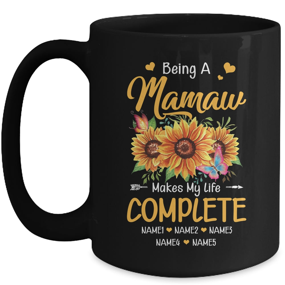 Personalized Being A Mamaw Makes My Life Complete Custom Grandkids Name Mothers Day Birthday Christmas Mug | siriusteestore