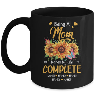 Personalized Being A Mom Makes My Life Complete Custom With Grandkids Name Mothers Day Birthday Christmas Mug | siriusteestore