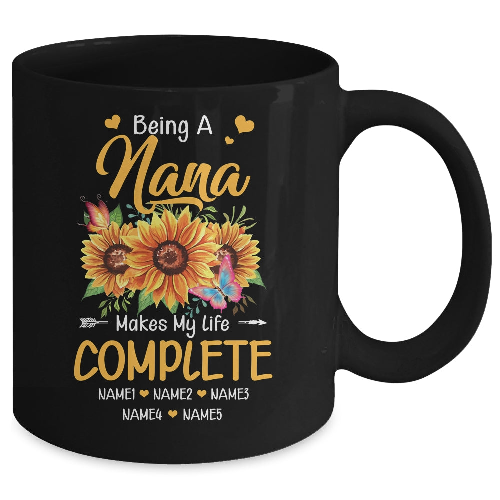 Personalized Being A Nana Makes My Life Complete Custom Grandkids Name Mothers Day Birthday Christmas Mug | siriusteestore
