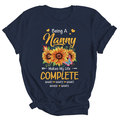 Personalized Being A Nanny Makes My Life Complete Custom Grandkids Name Mothers Day Birthday Christmas Shirt & Tank Top | siriusteestore