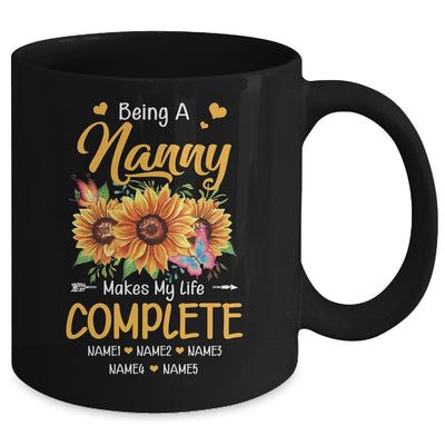 Personalized Being A Nanny Makes My Life Complete Custom Grandkids Name Mothers Day Birthday Christmas Mug | siriusteestore