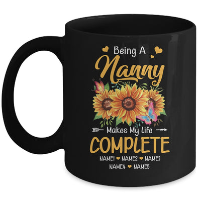 Personalized Being A Nanny Makes My Life Complete Custom Grandkids Name Mothers Day Birthday Christmas Mug | siriusteestore