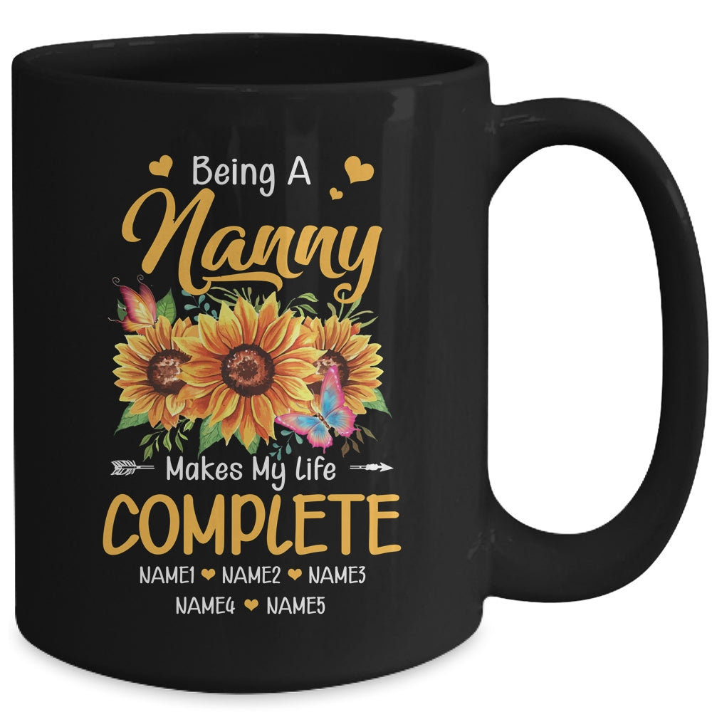 Personalized Being A Nanny Makes My Life Complete Custom Grandkids Name Mothers Day Birthday Christmas Mug | siriusteestore