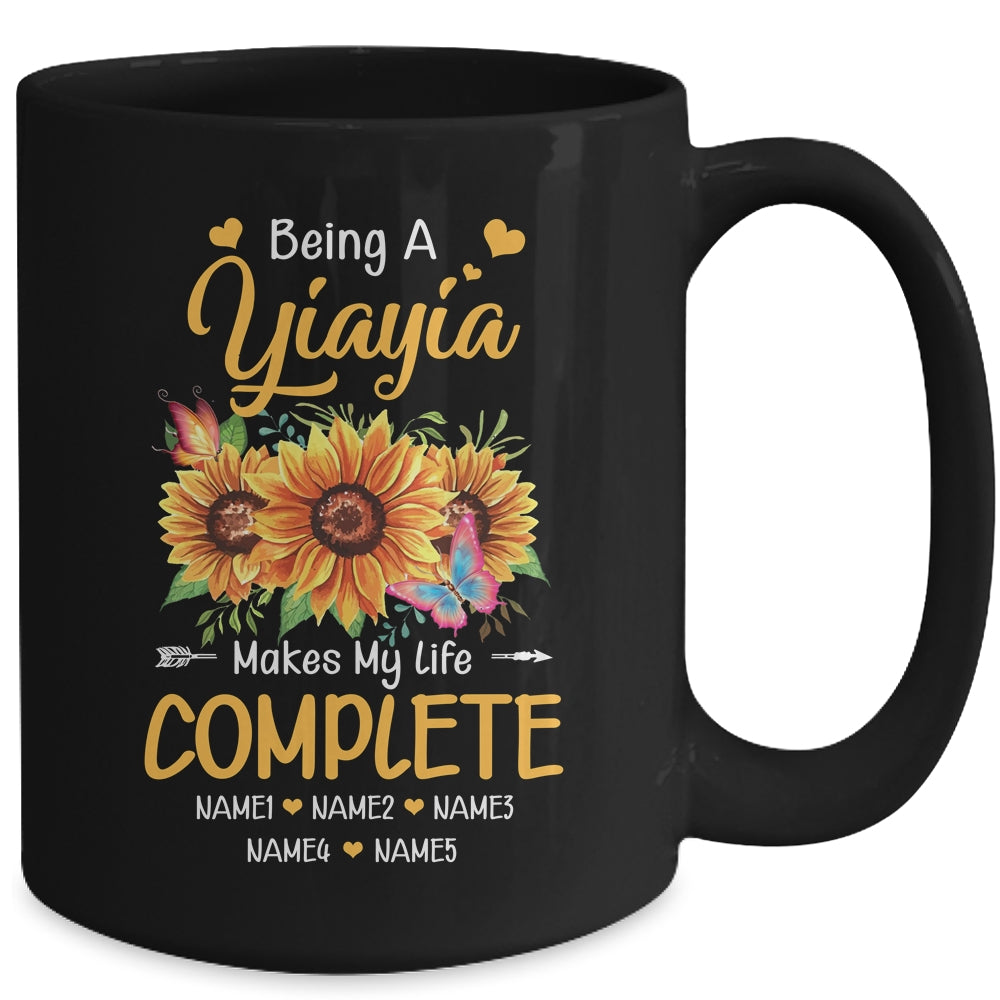 Personalized Being A Yiayia Makes My Life Complete Custom Grandkids Name Mothers Day Birthday Christmas Mug | siriusteestore