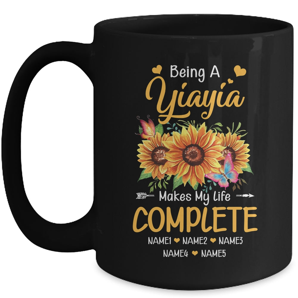 Personalized Being A Yiayia Makes My Life Complete Custom Grandkids Name Mothers Day Birthday Christmas Mug | siriusteestore